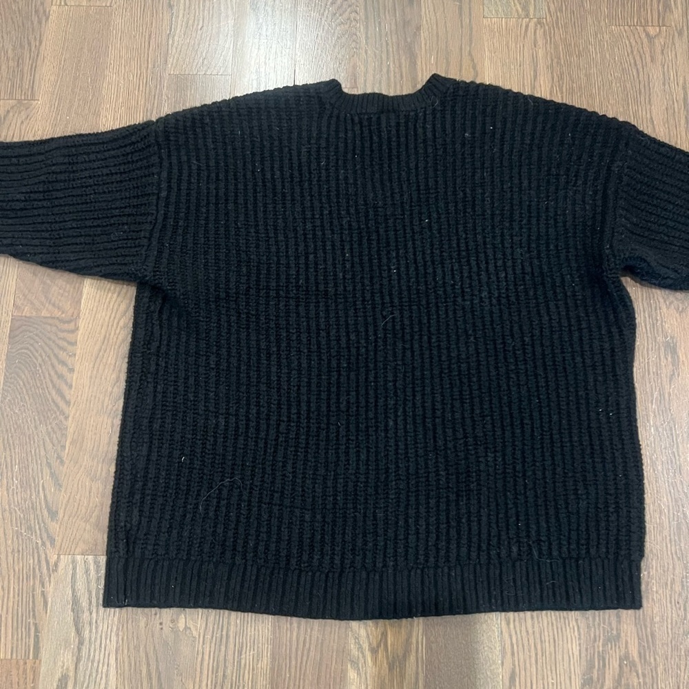 Torrid Women Sweater 3X BLACK Ribbed Chunky Knit Tunic Long Sleeve Hem Zip READ - Picture 5 of 6